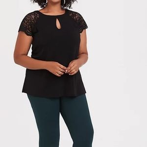 Torrid studio lace knit sleeve top (black)